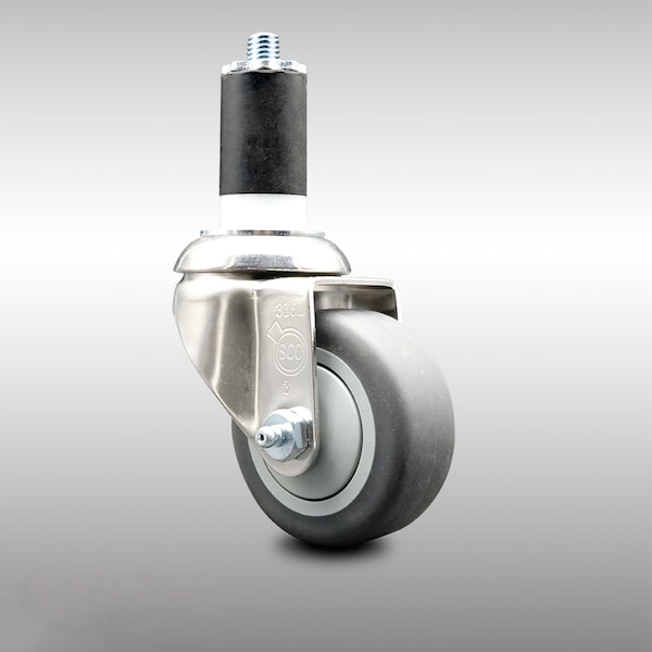 3 Inch 316SS Thermoplastic Rubber Wheel Swivel 1-5/8 Inch Expanding Stem Caster